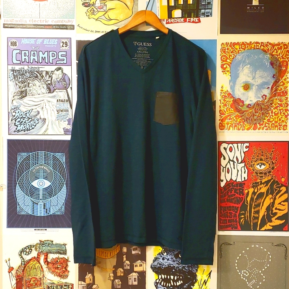 Men's Guess XXL Teal Blue Shirt